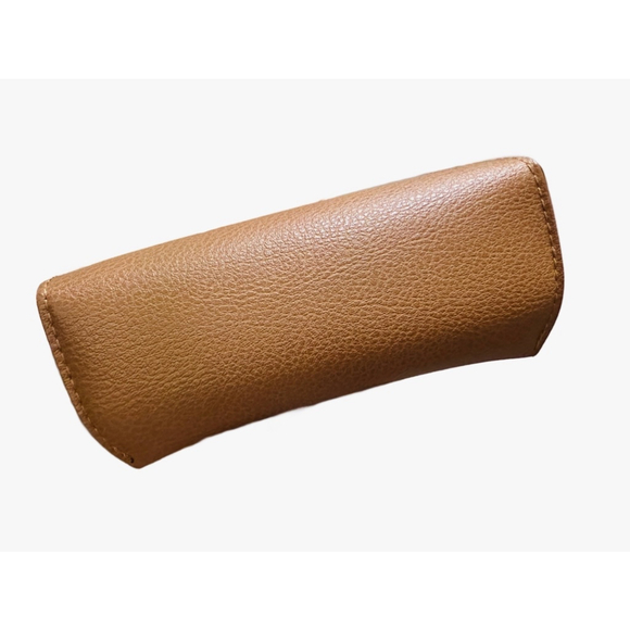 Ray Ban Sunglass Soft Case Brown Pebbled Leather Luxottica Black Logo Snap Close - Picture 5 of 7